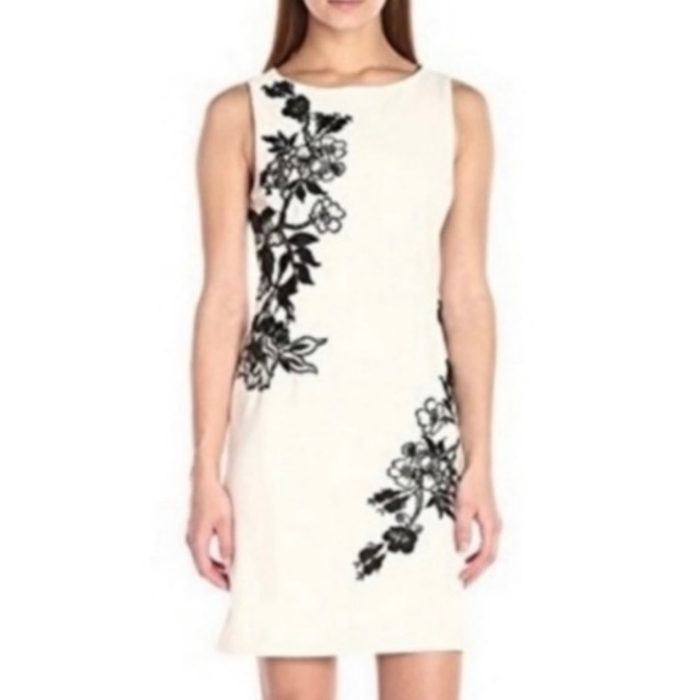 Betsey Johnson Cream and Black Floral Dress S14